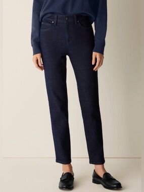 Eileen Fisher Organic Dark Indigo Cropped Straight Jeans Size 6